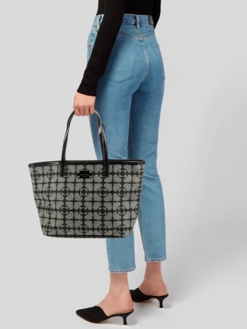 Kate Spade New York Ace of Spades Harmony Tote Black Spade Print Large Beach Bag